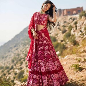 Monalisa Rani Shade Lakhnavi Work Inspired Lehenga, Lehnga, Dresses,  Wedding Wear, Indian Outfit