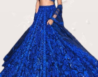 Navy Blue Lehenga Choli: Sequin Embroidered Sangeet Outfit