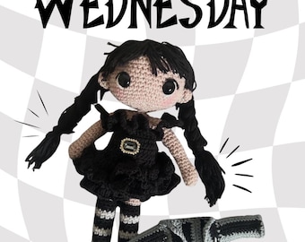 Wednesday Addams crochet pattern / US english ~ by Bettyhandmades