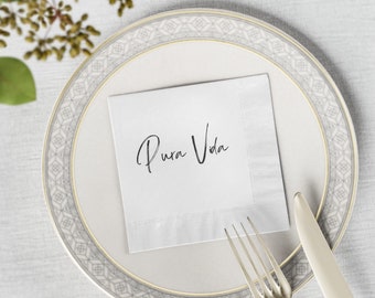 Pura Vida White Coined Napkins Party Event Celebration Housewarming Birthday