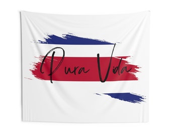 Pura Vida (flag) Indoor Wall Tapestries Costa Rica Home decor Housewarming gift for her gift for him
