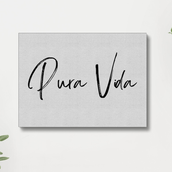 PURA VIDA stretched canvas wall art, wall poster, Costa Rica, Pura Vida Poster housewarming wedding gift PV