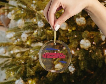 Pura Vida Flag Glass Ornament, Christmas ornament, Christmas tree decoration, Christmas decor, simple christmas, tree decor