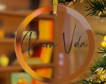 Pura Vida Glass Ornament, Christmas ornament, Christmas tree decoration, Christmas decor, simple christmas, tree decor