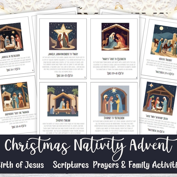 Nativity Printable, Nativity Advent Calendar, Advent Calendar for Kids, Advent Adults, Nativity Christmas Cards, Christmas Nativity Clipart