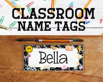 Editable Classroom Name Tags Template, Student Name Tags, Classroom Labels, Name Plate for Desk, Personalized Desk Name Plate Template