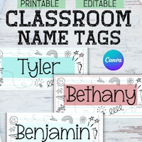 Student Desk Tags or Classroom Name Plates - Editable Templates ...