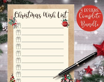 Christmas Wish List Printable, Christmas List, Christmas Letter, Letter to Santa, Kids Christmas List, Holiday Wishlist, Christmas Gift List