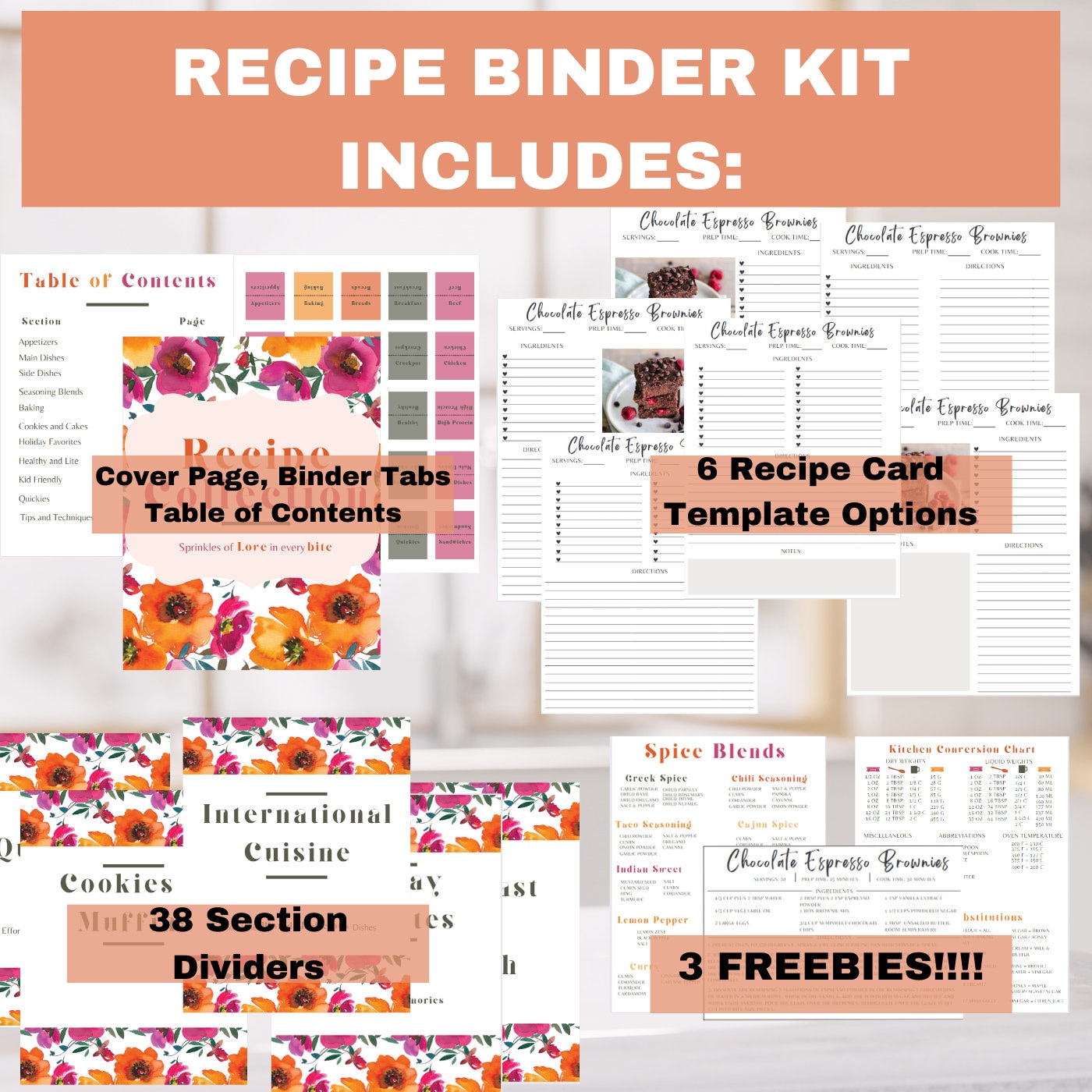 EDITABLE Recipe Binder Template Printable Recipe Template - Etsy