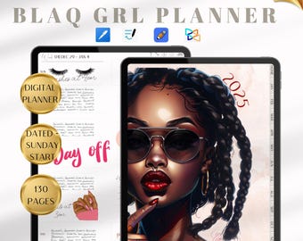 2025 Black Girl Digital Planner | Life Planner for Goodnotes | Dated Hyperlinked Journal |That Girl| Organization & Productivity