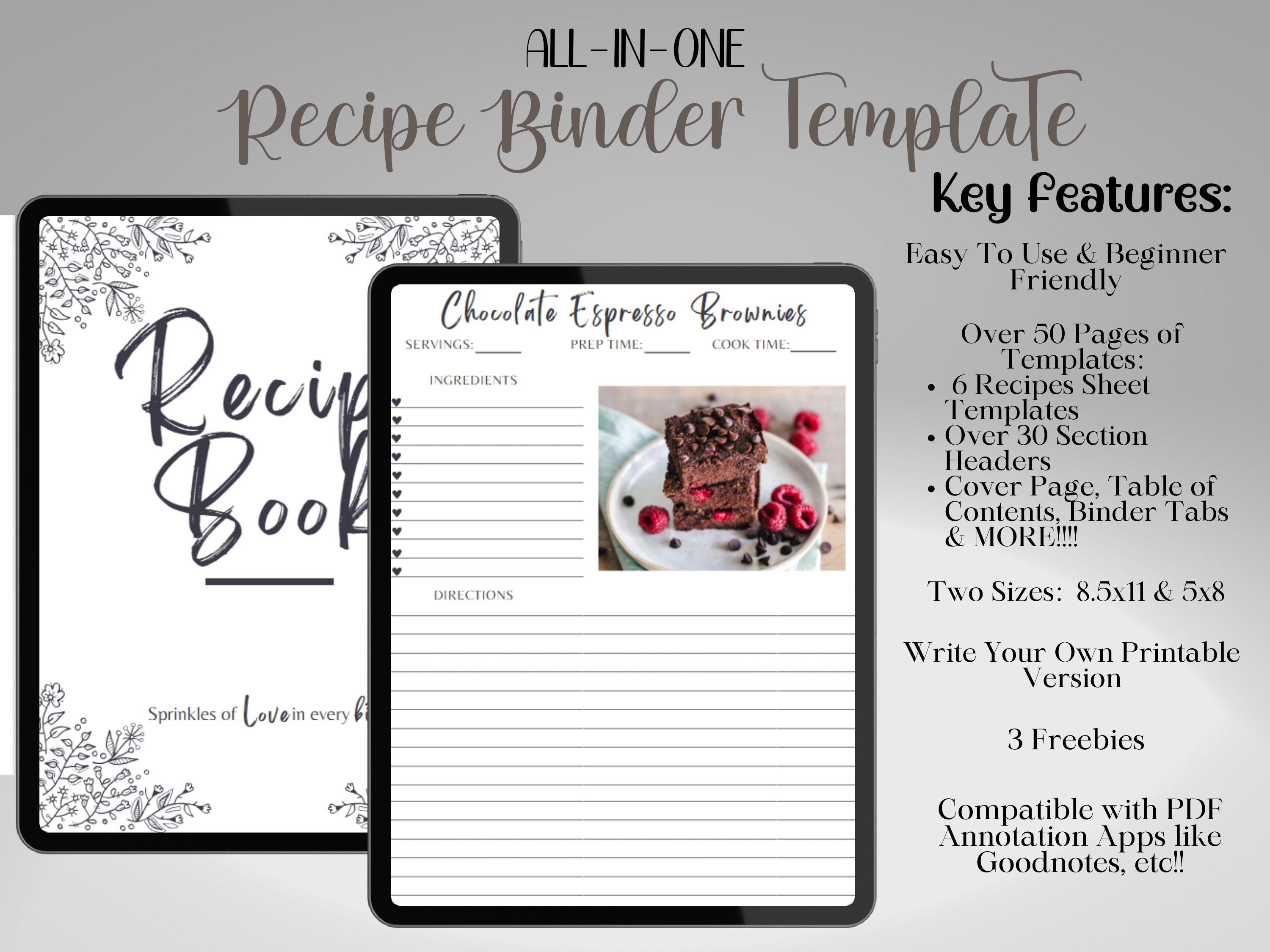 Recipe Binder Template - Editable Recipe Binder Kit & Printable ...