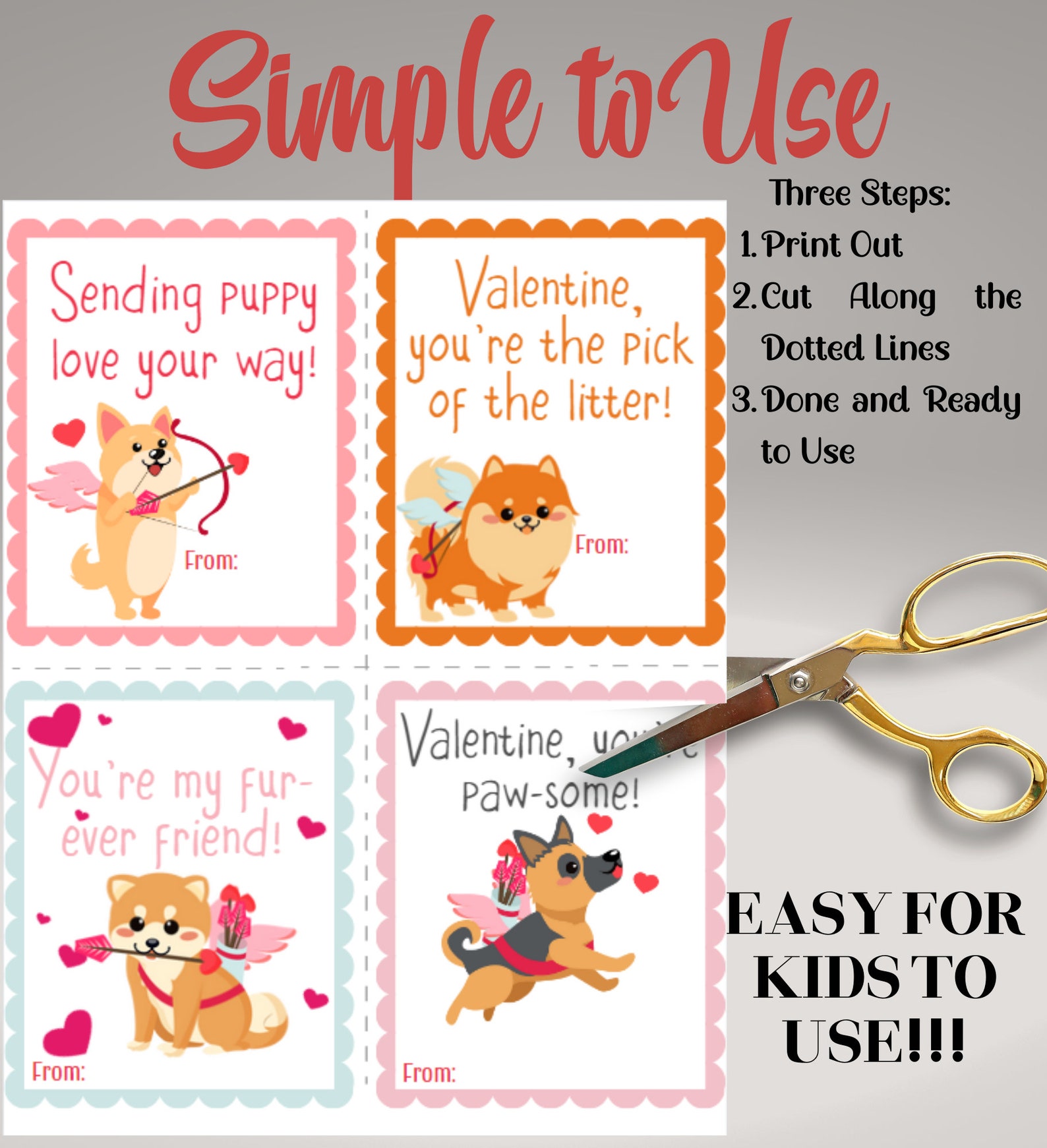 Printable Puppy Valentine Cards for Kids, Editable Dog Valentines ...