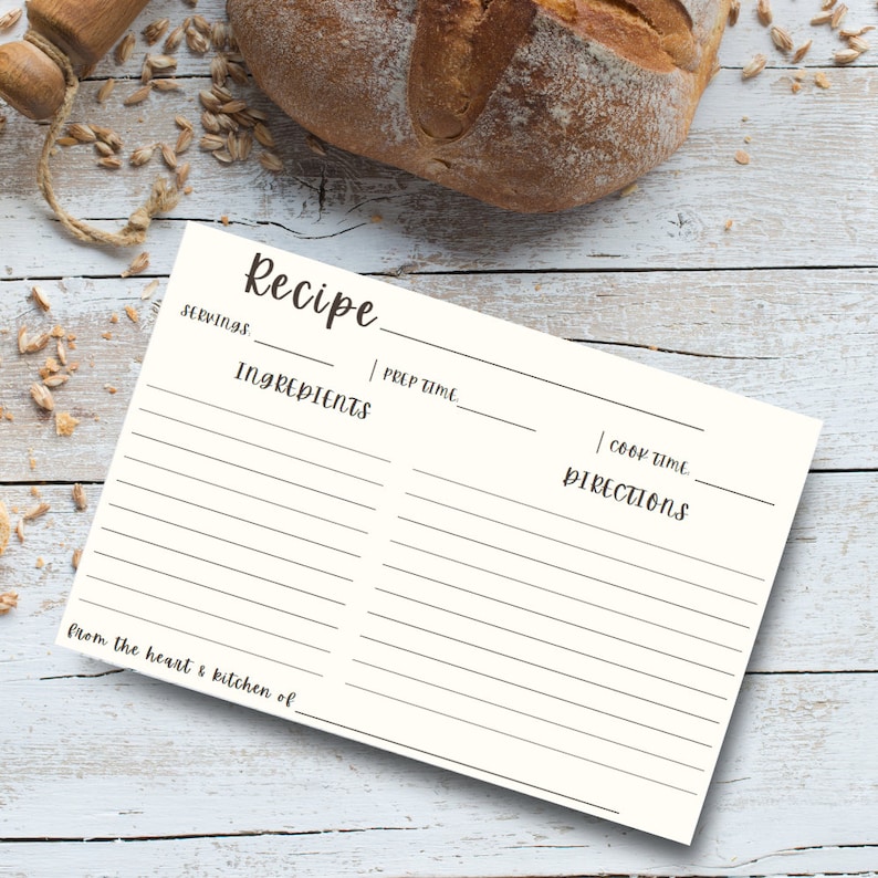Editable Recipe Card Template Printable Recipe Card Simple Etsy