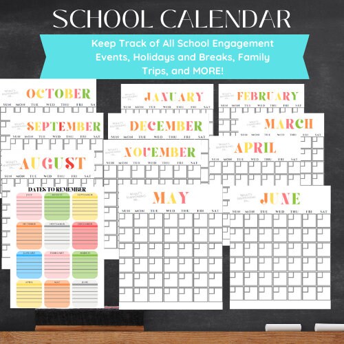 EDITABLE and PRINTABLE Academic Planner for Kids School Plannerchore Chart Kids School Calendar ...