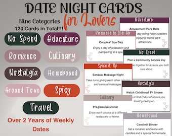 Printable Date Night Jar, Editable Date Night Cards, Date Night Ideas, Date Night In, Couples Card Game, Valentines Coupons, Date Night Box