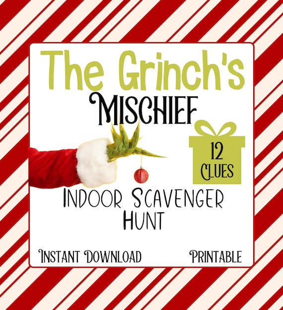 Christmas Scavenger Hunt Printable - Christmas Treasure Hunt - Kids Christmas Activity - Snow Day Activity - At Home Scavenger Hunt