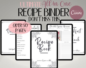 EDITABLE Recipe Binder Template, Recipe Binder Kit, Recipe Binder Printable, Recipe Ebook Template, Cookbook Template, Recipe Sheet Template