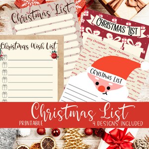 Lista de deseos de Navidad imprimible, Lista de Navidad, Carta de Navidad, Carta a Santa, Lista de Navidad para niños, Lista de deseos de vacaciones, Lista de regalos de Navidad