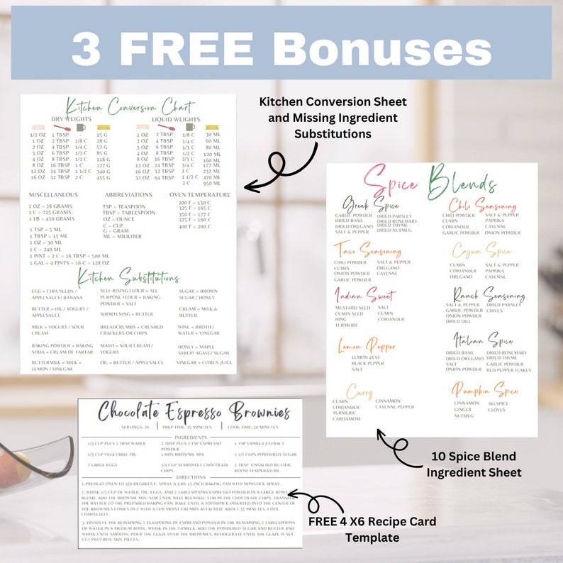 EDITABLE Recipe Binder Template, Printable Recipe Template, Recipe Card ...