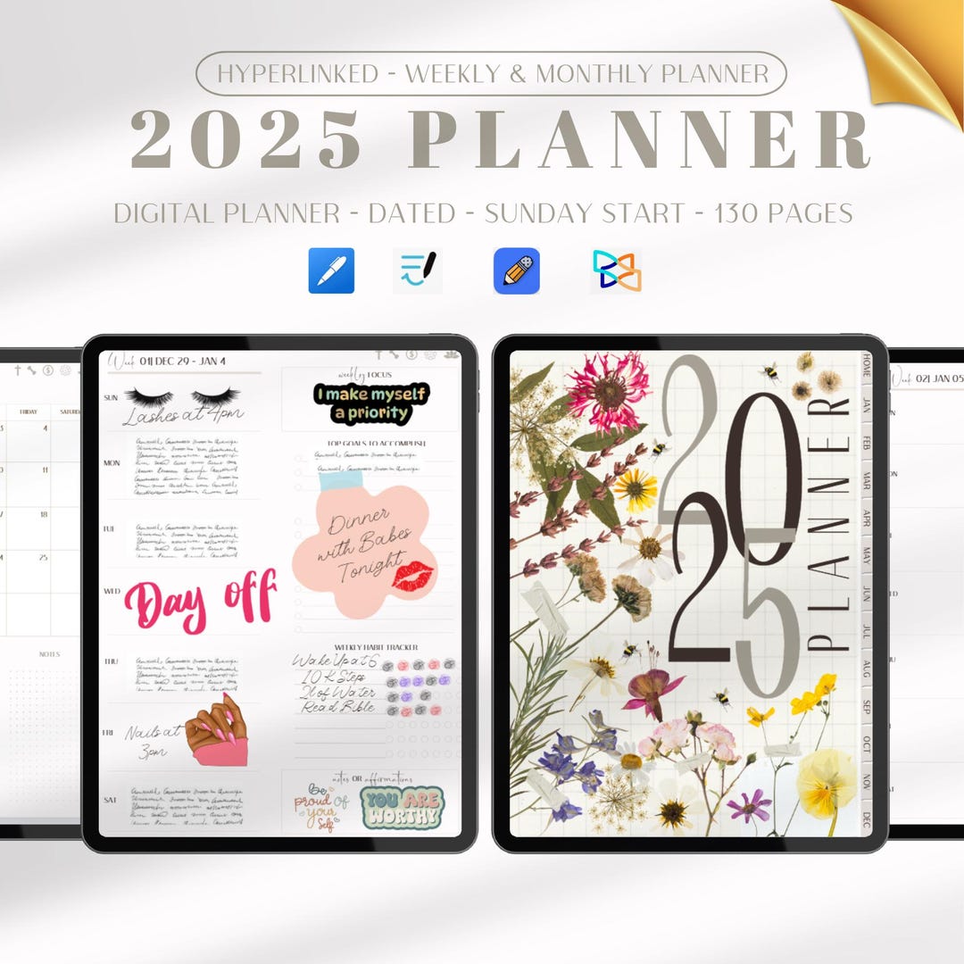 2025 Digital Planner | Stylish & Functional Hyperlinked Planner for ...