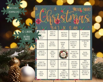 Christmas Movie Bingo, Holiday Game, Printable, Hallmark Bingo, Family Party Game, Hallmark Christmas Movie Bingo, Christmas Party Game