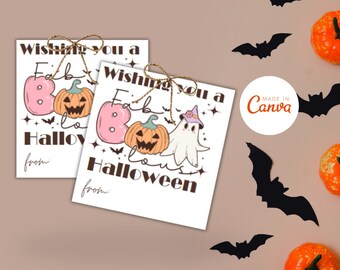 EDITABLE Halloween Party Favor Tags, Halloween Treat Tags, Halloween Gift Tags, Halloween Party Ideas, Trick or Treat Bags, Happy Halloween