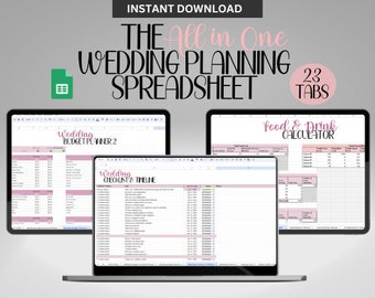 Wedding Planning Spreadsheet, Wedding Budget Spreadsheet, Wedding Planner Google Sheets, Wedding Checklist, Wedding Planning Checklist
