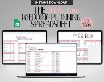 Wedding Planning Spreadsheet, Wedding Budget Spreadsheet, Wedding Planner Google Sheets, Wedding Checklist, Wedding Planning Checklist