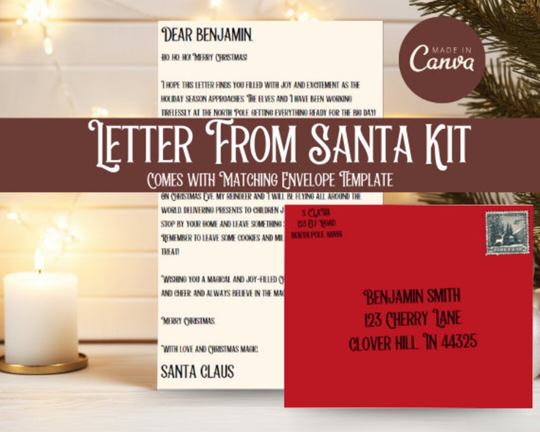 Personalized Letter From Santa Kit: Editable Canva Template (digital ...
