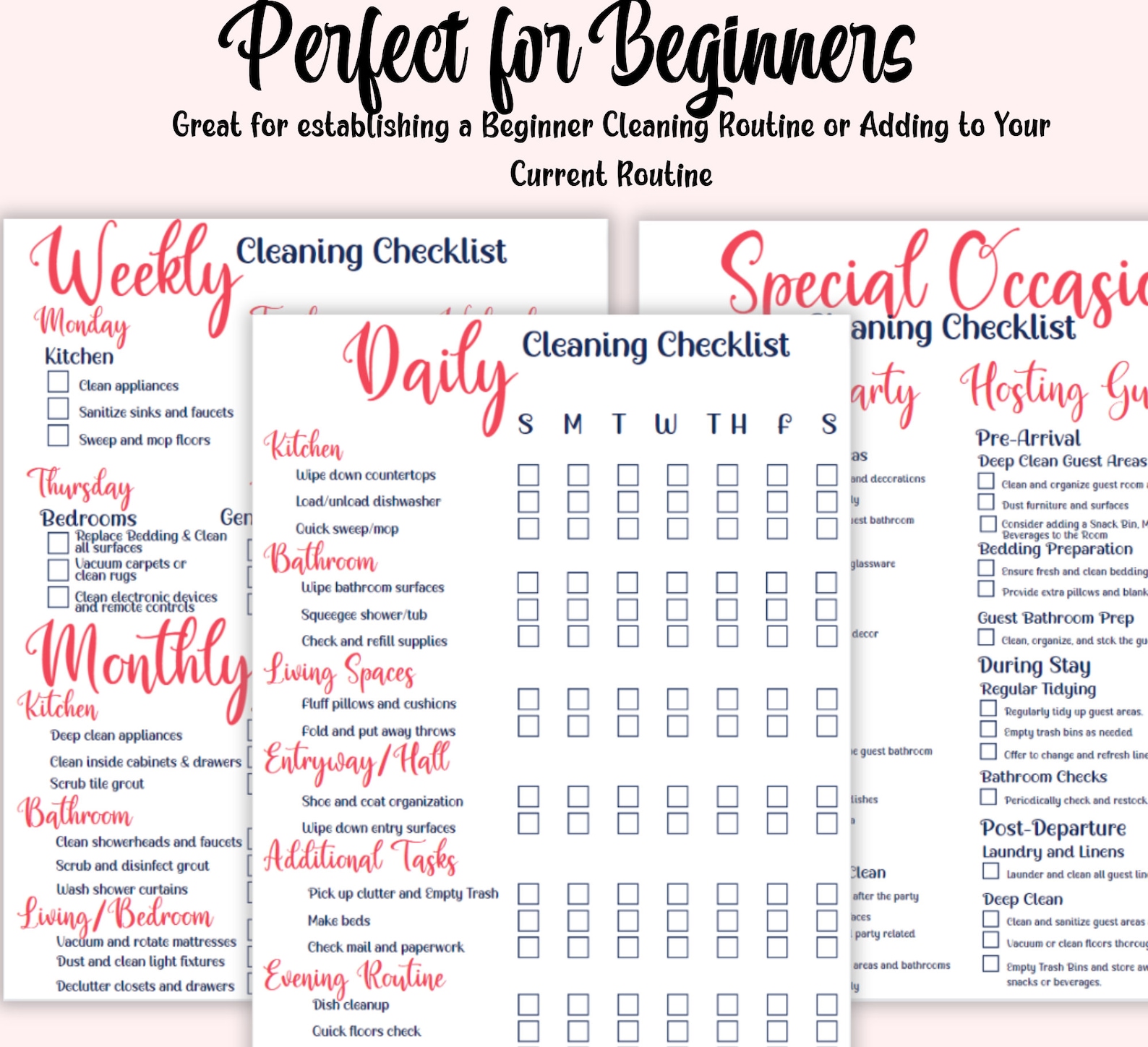 Editable House Cleaning Checklist, Printable Cleaning Schedule ...