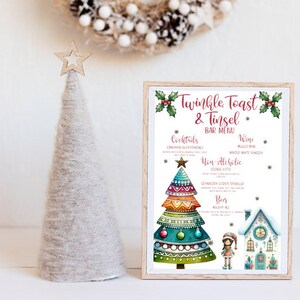 Plantilla de Menú de Navidad, Plantilla de Tarjeta de Menú de Navidad, Menú de Navidad Editable, Plantilla de Invitación de Navidad, Cena de Navidad