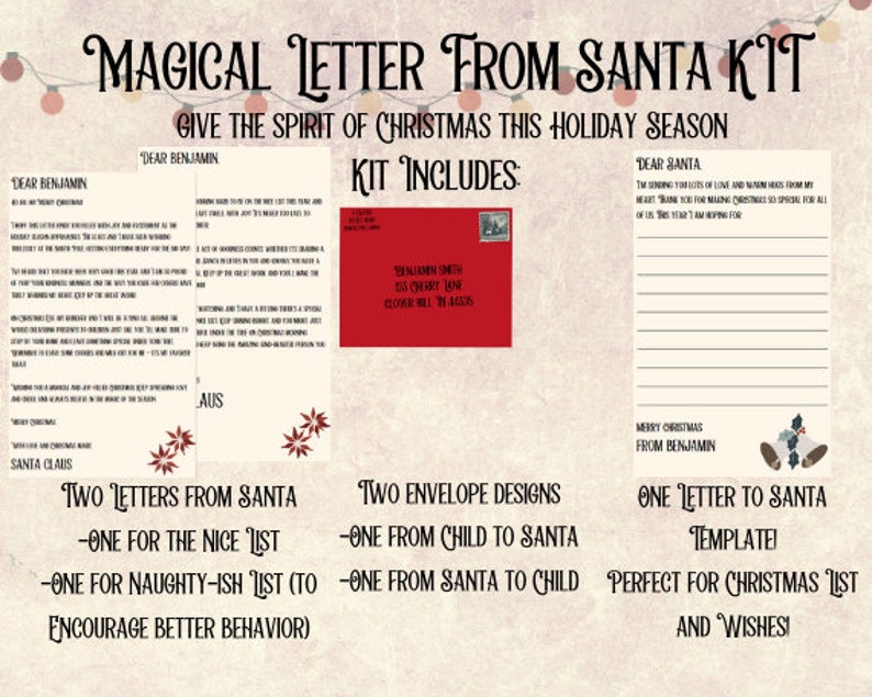 Personalized Letter From Santa Kit: Editable Canva Template (digital ...