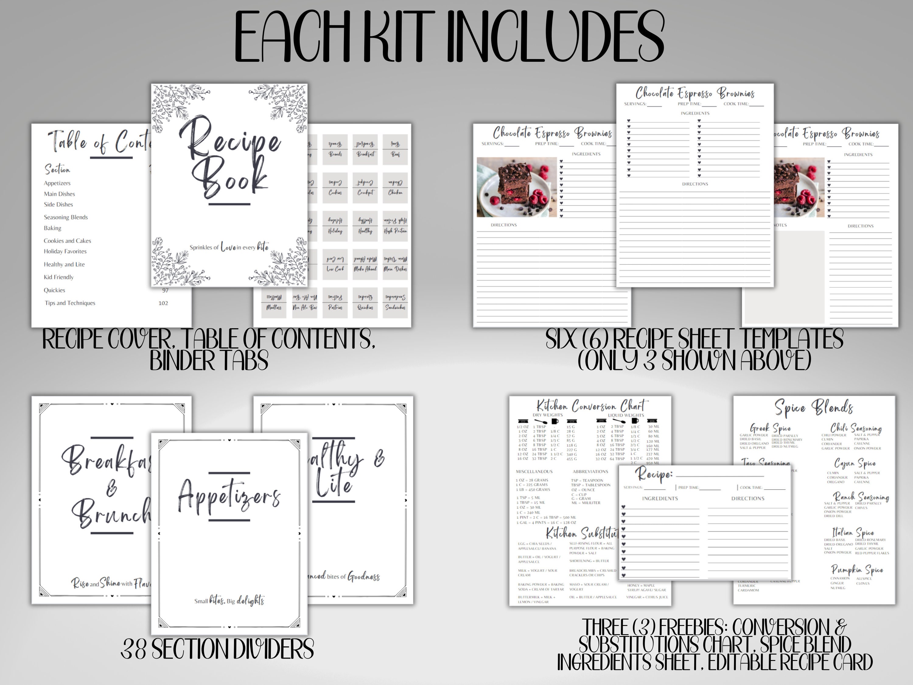 Recipe Binder Template - Editable Recipe Binder Kit & Printable ...