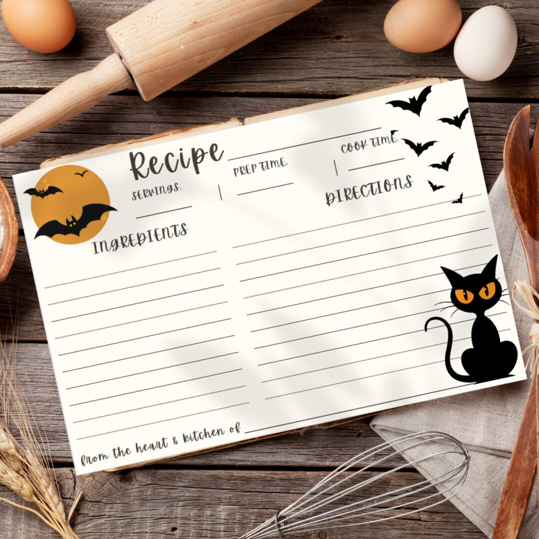 Printable Recipe Card, Halloween Recipe Card, 4x6 Recipe Card ...