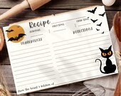 Printable Recipe Card, Halloween Recipe Card, 4x6 Recipe Card, Sunflower Recipe Card, Retro Recipe Card, Vintage Recipe Cards