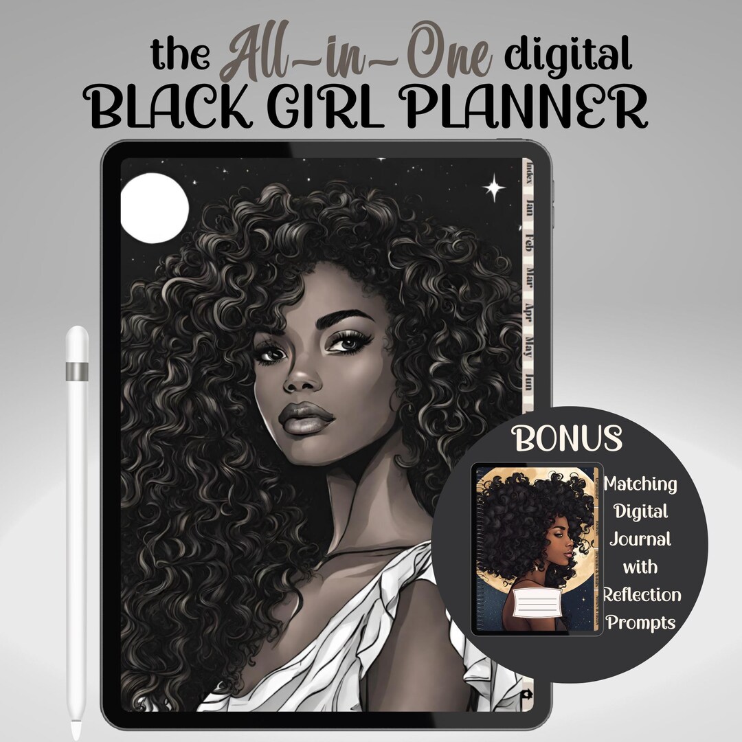 2025 Black Girl Digital Planner | Hyperlinked & Dated for Goodnotes ...