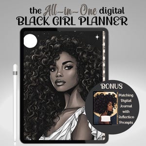 2025 Black Girl Digital Planner | Hyperlinked & Dated for Goodnotes | That Girl Planner for Productivity