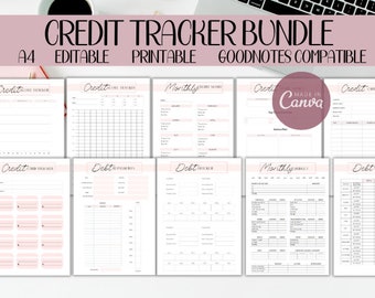 Debt & Credit Tracker Bundle: Printable Finance Planner (Canva Editable)