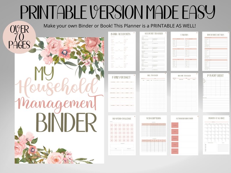 Household Planner Printable, Management Binder and Budget Organizer ...