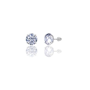 14K White Gold Women&#39;s Cubic Zirconia Screwback Stud Earrings