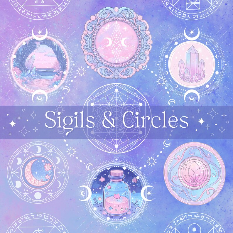 Kawaii Mystic Manga Digital Stickers | Cute Dreamy Magic Clipart | Cute ...