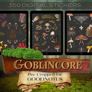 PREMIUM Digital Stickers | Goblincore Sticker Set | PNG Clipart | Pre-cropped for GoodNotes, Notability, OneNote | Printable Stickers