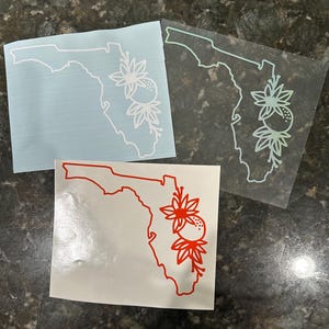 Adesivo per auto Florida con fiori e arancia