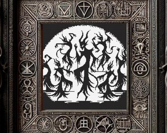Gothic Dancing Devils Cross Stitch Pattern: Dark Fantasy Embroidery (PDF Pattern)
