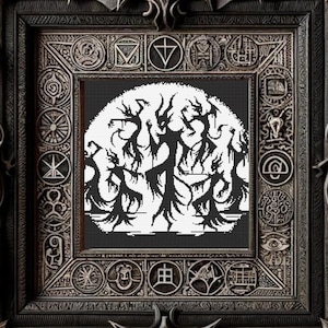 Gothic Dancing Devils Cross Stitch Pattern PDF | Dark Fantasy Embroidery Design | Instant Download Digital Pattern | Ritual Goth Decor