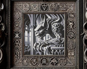 Gothic Wasserspeier Kreuzstich Stickmuster: Mittelalterliche Stickerei PDF-Muster