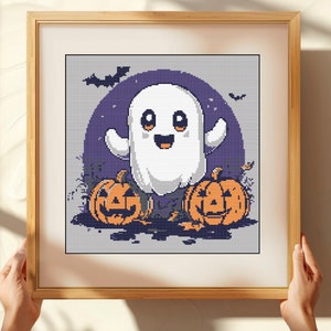 Geist und Kürbisse Kreuzstich-Muster: Halloween Herbst Design (PDF)