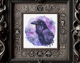 Watercolor Raven and Roses Cross Stitch Pattern: Gothic Halloween Design (PDF Pattern)