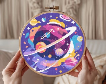 Galaxy Cross Stitch Pattern: Modern Cosmos Design (PDF Pattern)
