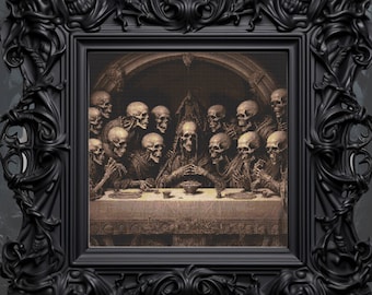 Skeleton Last Supper Cross Stitch Pattern: Gothic Horror (PDF)